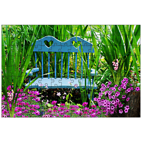 фото Магнитный пазл 27x18см."кресло качалка, цветы, сад" на холодильник lotsprints