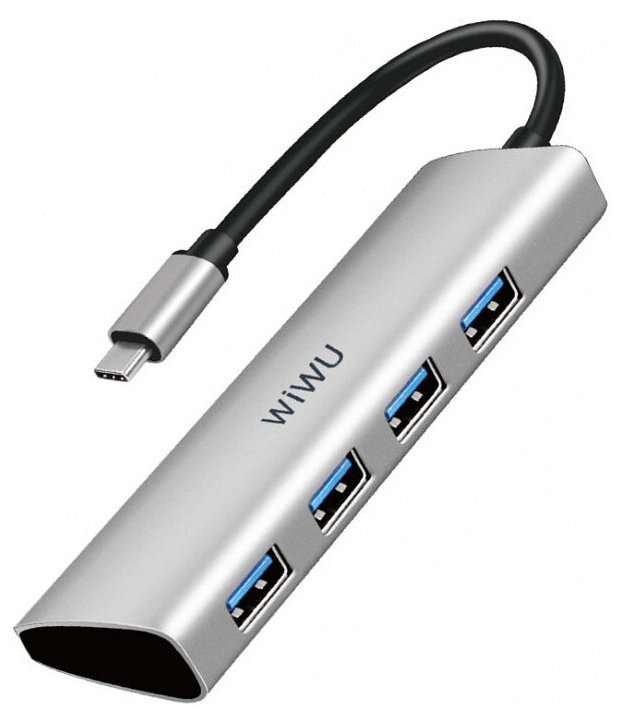 Мульти хаб WiWU Alpha 440 Type-C to 4 x USB 3.0 серый