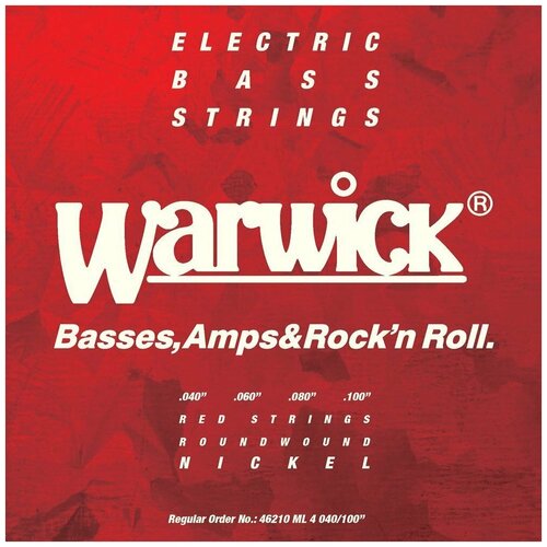 Струны для бас-гитары Warwick 46210 ML 4 Red Label (40-100), никель