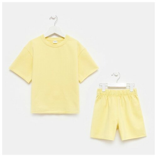 фото Костюм детский (футболка, шорты) minaku: casual collection цвет лимонный, рост 116