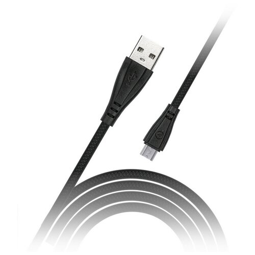 Кабель Smartbuy iK-12RG, USB2.0 (A) - microUSB (B), резиновая оплетка, 2A output,1м, черный