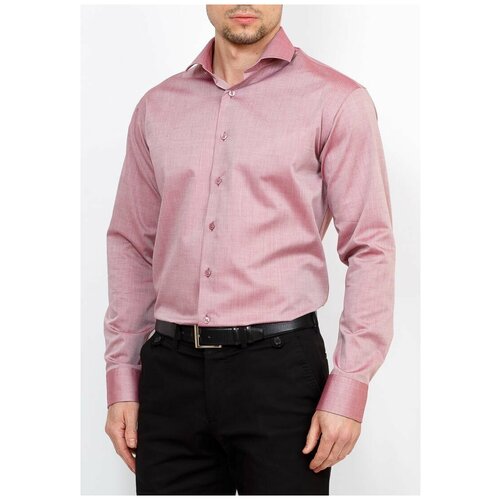 фото Рубашка мужская длинный рукав berthier heimo-30032/ fit-r(0), полуприталенный силуэт / regular fit, цвет красный, рост 174-184, размер ворота 44