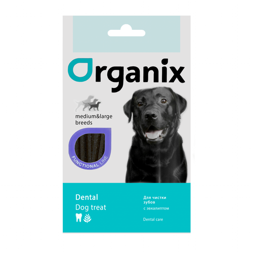 Лакомство Organix Dental Care Eucalyptus палочки-зубочистки для собак средних и крупных пород, с эвкалиптом, 75 г