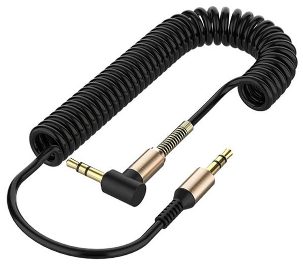 Аудио кабель спиральный 1,5 м, AUX jack 3.5 mm