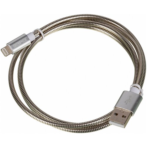 Кабель USB (m)-Lightning (m) 1м серебристый кабель redline candy lightning m usb a m 1м красный ут000021989