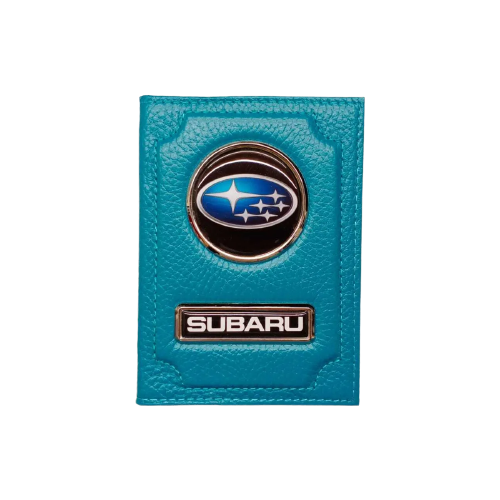 Обложка для автодокументов Subaru (субару) кожаная флотер