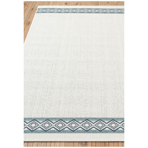 Ковер на пол, циновка 1,6 на 2,3 м в гостиную, прихожую, для кухни, безворсовая, бирюзовая, белая Nord BN2329-B135