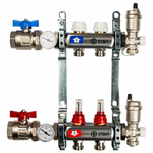 Коллектор из нержавеющей стали в сборе с расходомерами 2 вых. STOUT SMS 0907 000002 коллектор из нержавеющей стали в сборе с расходомерами 12 вых stout sms 0907 000012