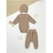 Комплект одежды   детский, боди и брюки и шапка, повседневный стиль, размер 74, коричневый
