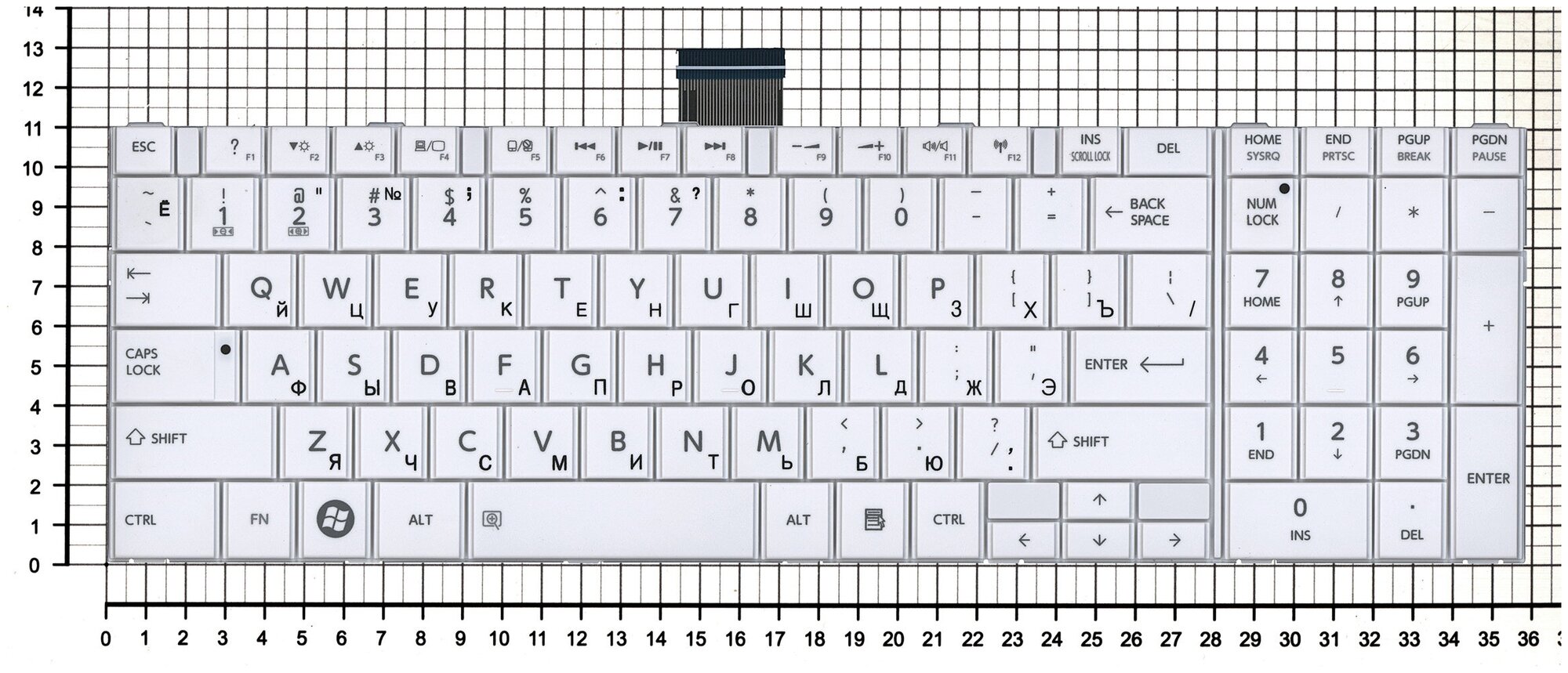 Клавиатура для ноутбука Toshiba NSK-TT1SV 0R белая