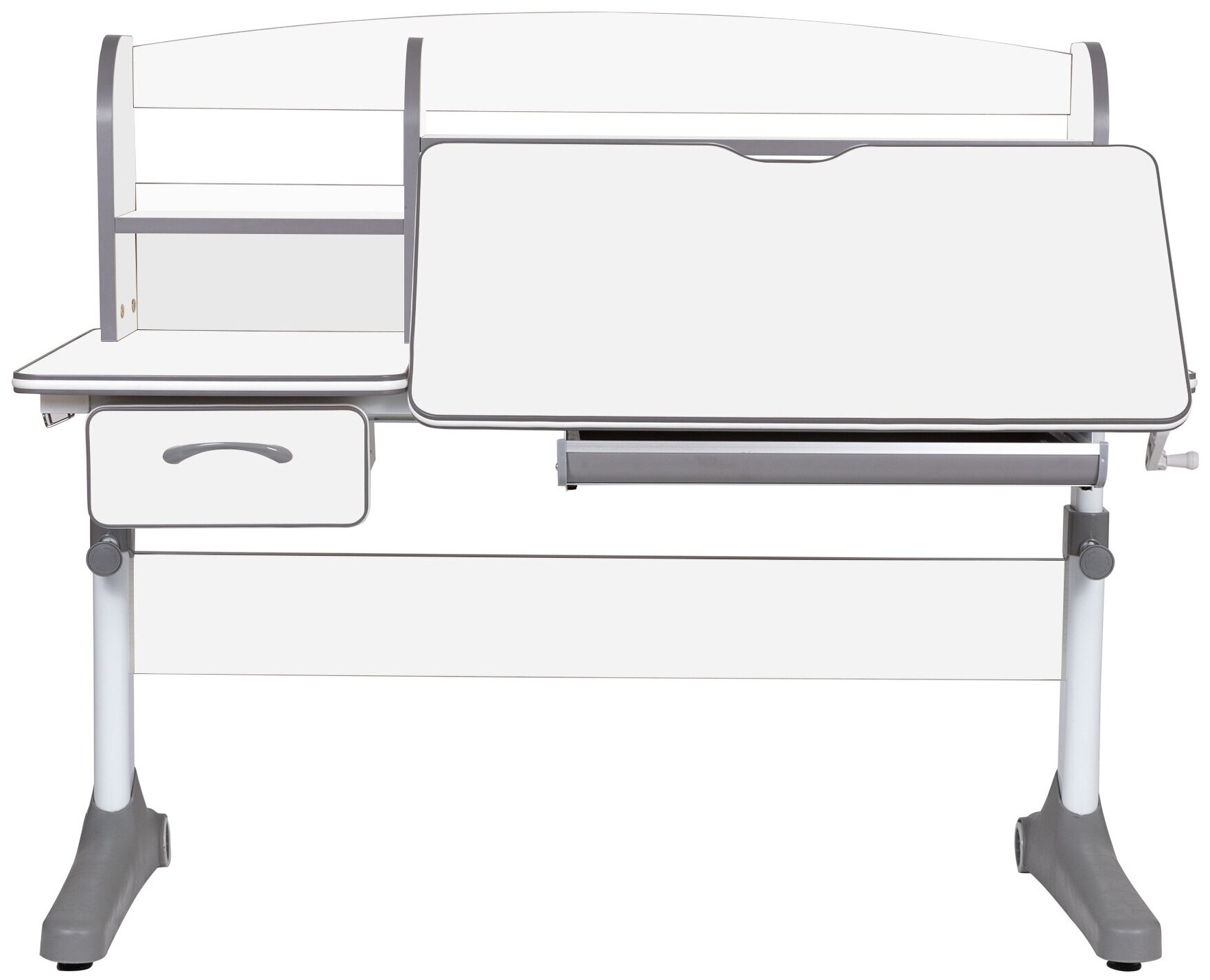 Комплект Anatomica Smart-50 парта + кресло + надстройка + подставка для книг белый/серый с серым креслом Armata - фотография № 8