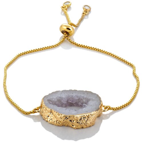 Браслет 1/33 EDITION, агат, жеод, серый, золотистый дизайнерский золотистый женский браслет на руку с натуральным лунным камнем