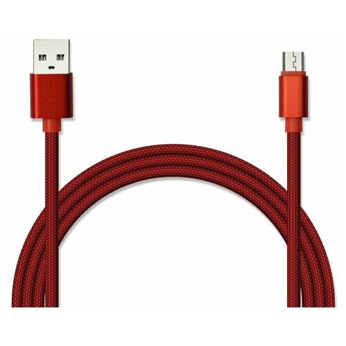 Кабель для зарядки и передачи данных JA-DC21 1м красный (в оплётке, USB2.0/micro USB, поддержка QC 3.0, пропускная способность 2A) кабель для зарядки и передачи данных ja dc24 2м красный в tpe оплётке usb2 0 micro usb поддержка qc 3 0 пропускная способность 2a