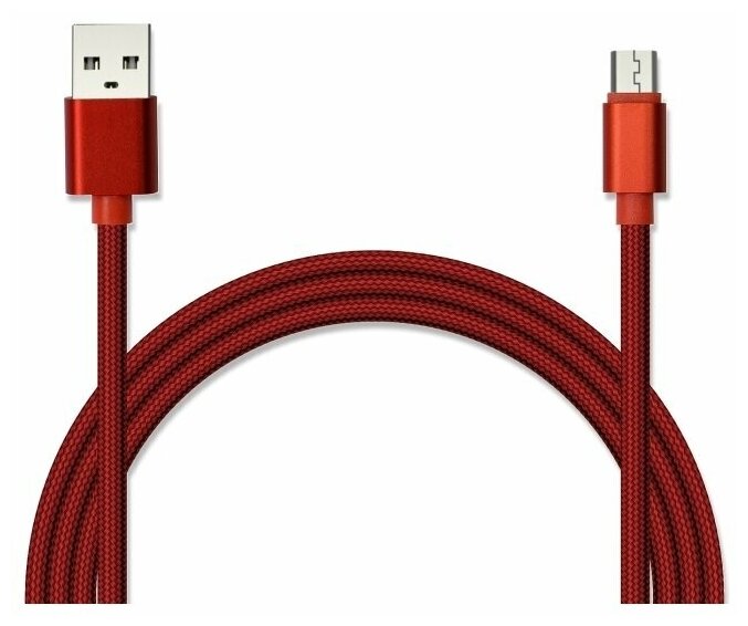 Кабель для зарядки и передачи данных JA-DC21 1м красный (в оплётке USB2.0/micro USB поддержка QC 3.0 пропускная способность 2A)