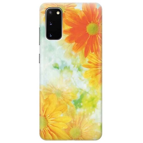 фото Ультратонкий силиконовый чехол-накладка для samsung galaxy s20 с принтом "оранжевые цветы" gosso