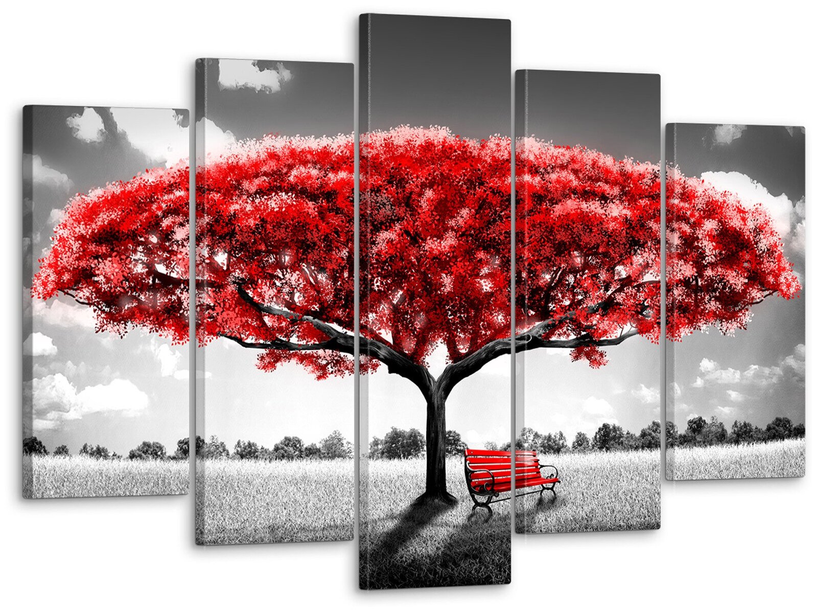 Модульная картина на стену, для интерьера "Красное дерево" 80x140 см