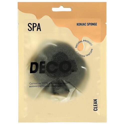 Спонж из конняку DECO. CLEAN black аксессуары для ухода за лицом deco спонж из конняку clean черный