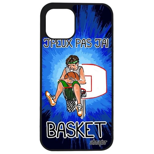 фото Противоударный чехол на // apple iphone 12 // "не могу - у меня баскетбол!" комикс предлог, utaupia, синий
