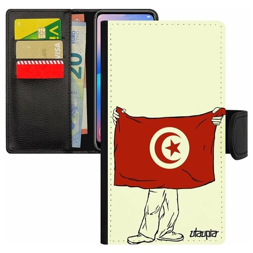 фото Чехол-книжка на мобильный apple iphone 7 plus, "флаг туниса с руками" государственный utaupia