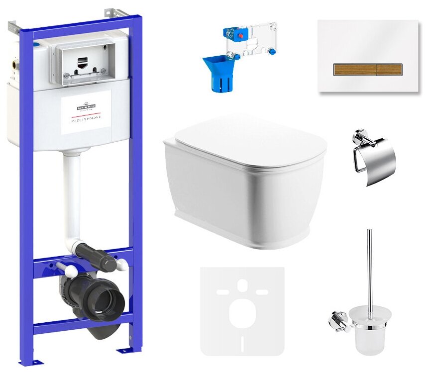 Комплект 9 в 1 Lavinia Boho Bell Pro Rimless 75110281, безободковый унитаз, сиденье микролифт, инсталляция, клавиша смыва, набор аксессуаров