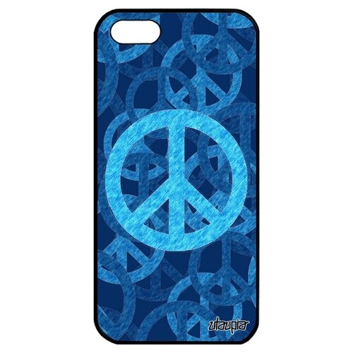 фото Чехол на телефон // apple iphone 5 5s se (2016) // "peace and love" стрит- арт символ, utaupia, голубой