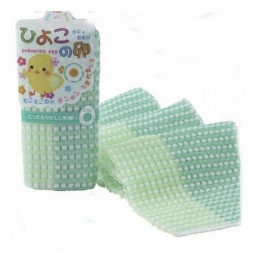 Мочалка YOKOZUNA для детей мягкая, зелёная(1 шт.) yokozuna мочалка полотенце для детей зеленая pokopoko egg 1шт