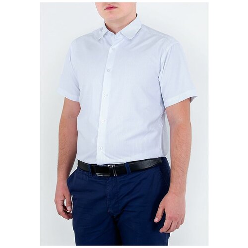 Рубашка мужская короткий рукав CASINO c121/05/130/Z/1, Полуприталенный силуэт / Regular fit, цвет Голубой, рост 174-184, размер ворота 40 голубого цвета