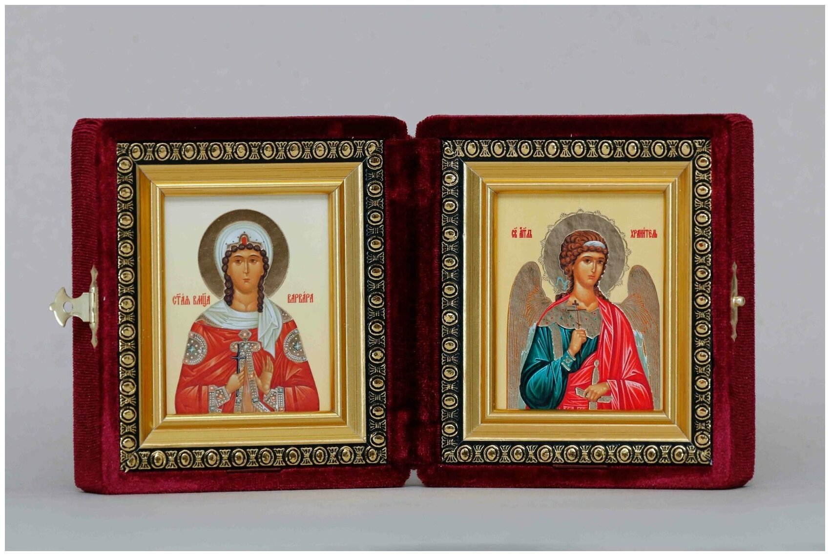 Икона Складень Варвара Илиопольская, Великомученица и Ангел Хранитель