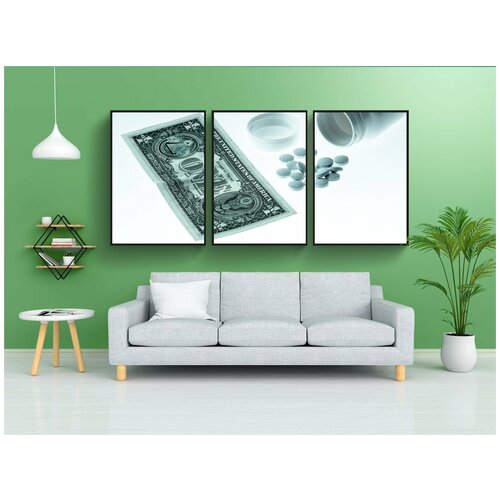 фото Набор модулных постеров для интерьера "деньги, доллар, медицина" 60x90 см. в тубусе, без рамки lotsprints