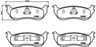 Дисковые тормозные колодки задние brembo P24068 для Ford Escape, Ford Explorer (4 шт.)