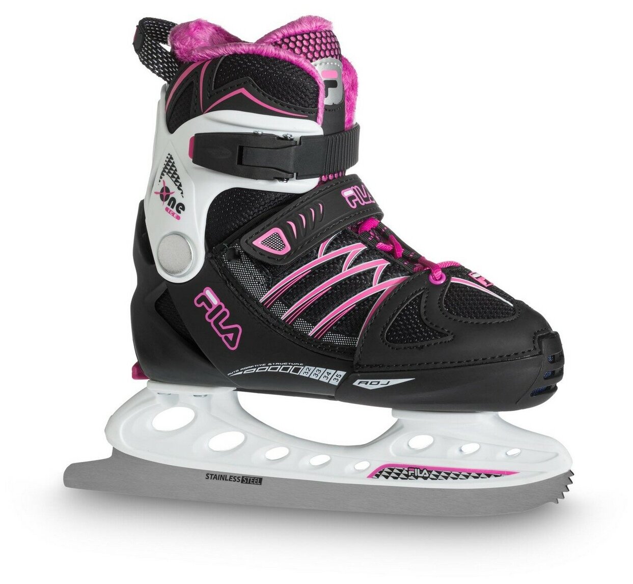 Детские раздвижные коньки Fila X-one Ice G - 21/22 Black/White/Magenta р. 35-38