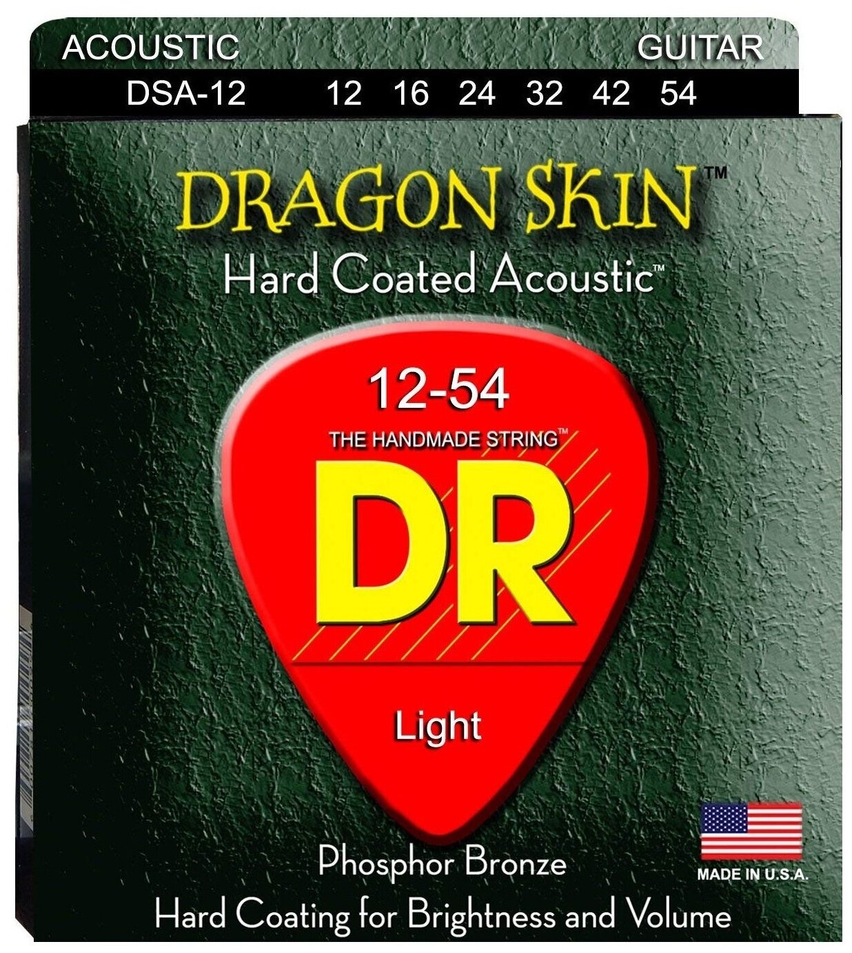 DR Strings DSA-12 Dragon Skin Clear Coated Acoustic 12-54 струны для акустической гитары