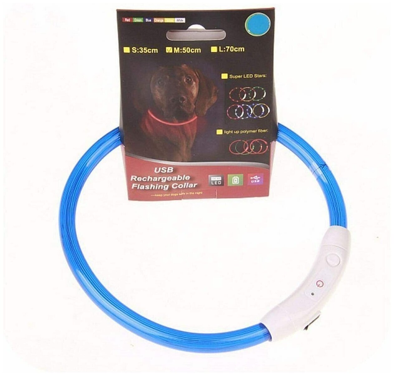 Ошейник для собак USB Rechargeable Flashing Collar, 50 см, cиний