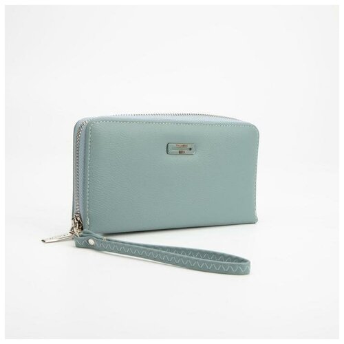 фото Кошелек на молнии, с ручкой, цвет голубой noname