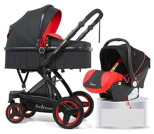 Детская коляска-трансформер 3 в 1 Luxmom X6, черно-красный