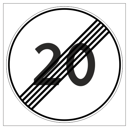 Дорожный знак 3.25 "Конец зоны ограничения максимальной скорости", типоразмер 3 (D700) световозвращающая пленка класс Iа (круг) 20 км/ч
