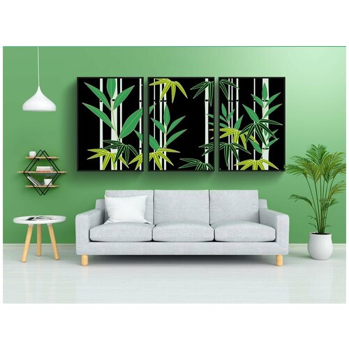 фото Набор модулных постеров для интерьера "бамбук, япония, японский стиль" 60x90 см. в тубусе, без рамки lotsprints