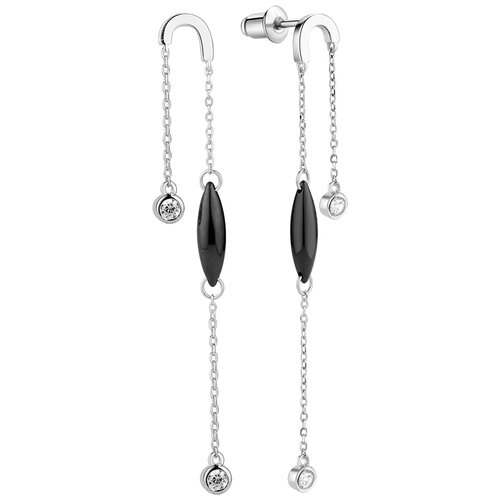 Серебряные длинные серьги Fresh Jewelry TC-E01837-B-W-X-X-W с керамикой, фианитами