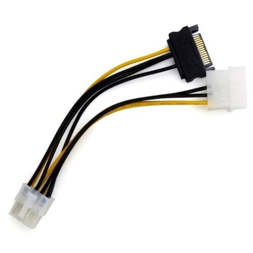 Переходник питания для видеокарт Orient C578 PCI-Express 8-контактный на SATA штекер + Molex штекер кабель переходник питания molex 4 pin m sata 15 pin f behpex