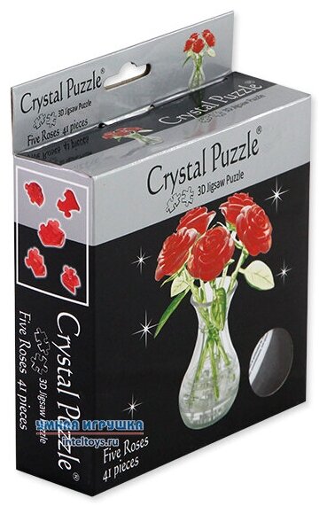 Головоломка 3D Crystal Puzzle Букет в вазе цвет: красный - фото №16