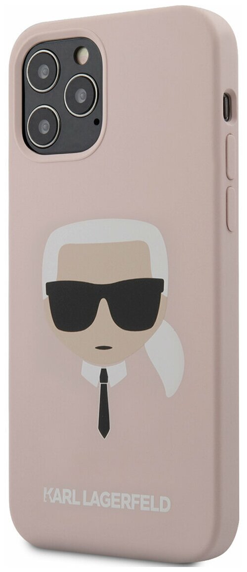 Чехол Lagerfeld для iPhone 12/12 Pro (6.1) Liquid silicone Karl's Head Hard Pink