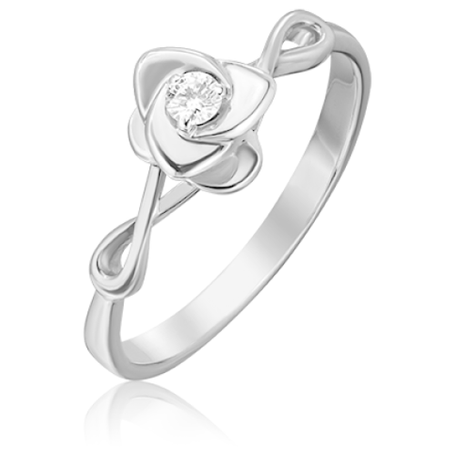 PLATINA jewelry Кольцо из белого золота с бриллиантом 01-1564-00-101-1120-30, размер 16,5