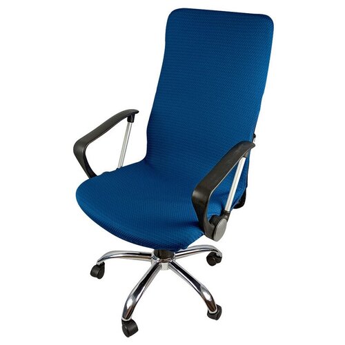 фото Чехол на компьютерное кресло гелеос 422м, размер м, волна, лазурный