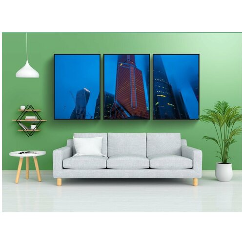 фото Набор модулных постеров для интерьера "снег, улица, зима" 60x90 см. в тубусе, без рамки lotsprints