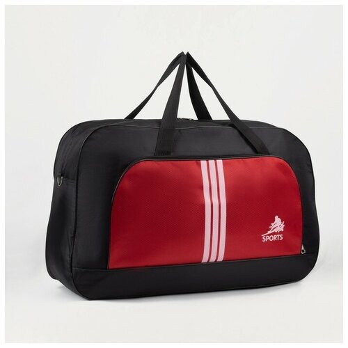 фото --- сумка спортивная, отдел на молнии, наружный карман, цвет чёрный/красный