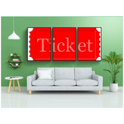 фото Набор модулных постеров для интерьера "проходить, билет, признаться" 60x90 см. в тубусе, без рамки lotsprints