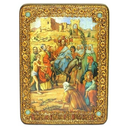 Икона аналойная Вход Господень В Иерусалим на мореном дубе 21*29 см 999-RTI-606m