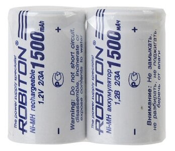 Robiton Аккумулятор Robiton Ni-MH 2/3A 1500mAh SR2, 2шт (1500MH2/3A-2)