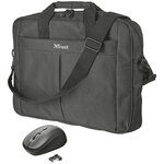 Мужская сумка для ноутбука текстильная черная 40.6 см Trust Primo 16 peat (21685) - изображение