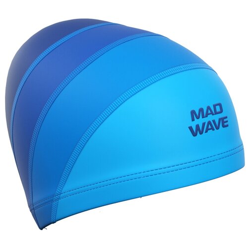 фото Тканевая шапочка для плавания для длинных волос mad wave long hair adult lycra, цвет синий (08w)